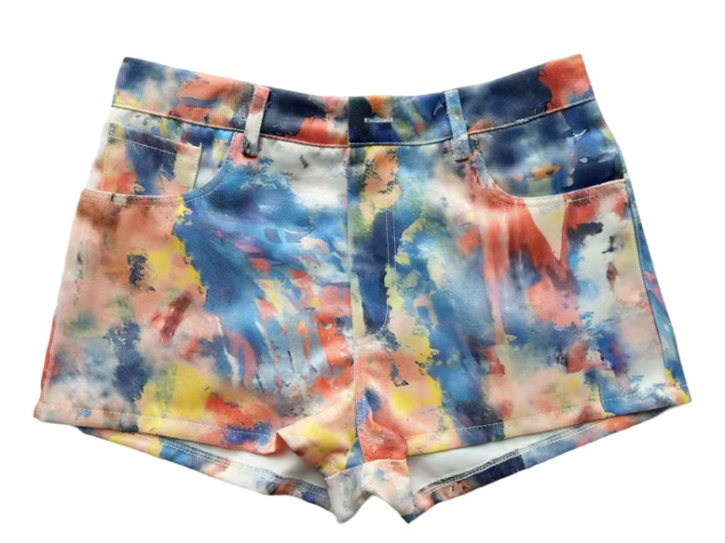 Splatter Denim Shorts